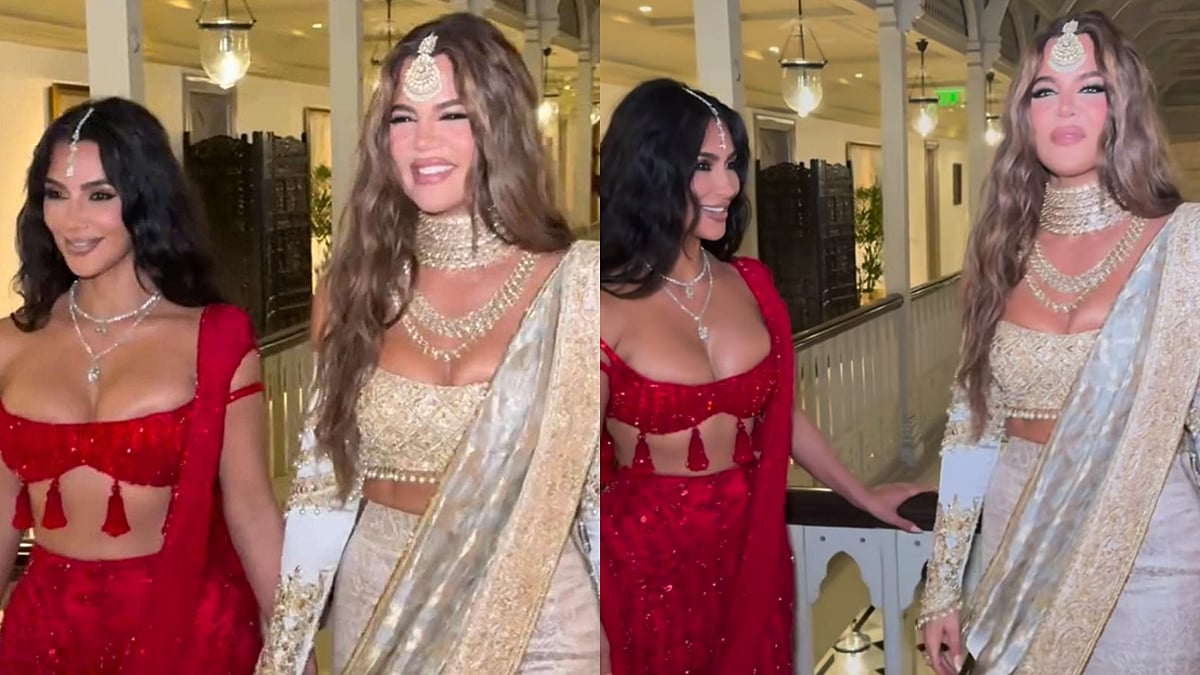 Instagram @kimkardashian : Kim Kardashian and Khloe Kardashian in Indian ensembles for Anant-Radhika's wedding 